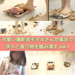 Cute photoshoot model casually crushes food with bare feet vol.1