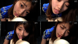 &quot;Intense face licking play with extremely rare split tongue from gravure&quot; Haruno Ando