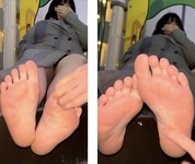 Mouth-licking beauty, 26.5cm big feet, tickling the soles of her feet! 4 minutes 1 second